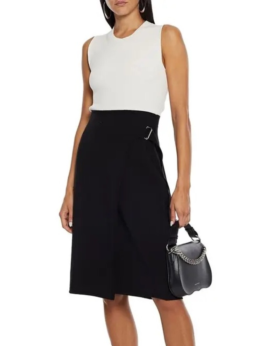 HELMUT LANG Cutout Back Ribbed-Knit Crewneck Sleeveless Ivory Tank Top EUC Sz M